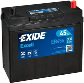 Акумулятор 45Ah-12v Exide EXCELL(237х127х227),,R,EN330 Азія тонк.клеми EXIDE EB456