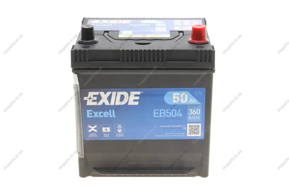 Акумуляторна батарея 50Ah/360A (200x173x222/+R/B1) Excell (Азія) EXIDE EB504 (фото 1)