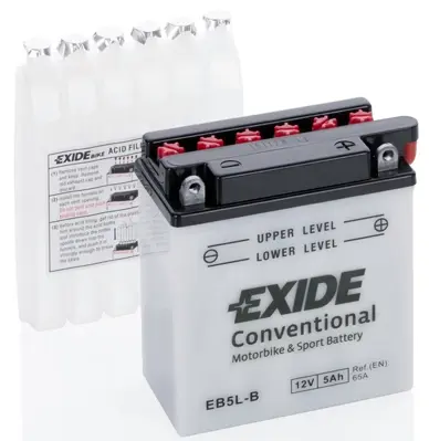 Акумулятор 5Ah-12v Exide (120х60х130) R, EN65 !КАТ. -15% EXIDE EB5L-B (фото 1)