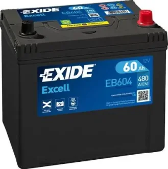 Акумуляторна батарея 60Ah/480A (230x173x222/+R/B01) Excell Азія EXIDE EB604