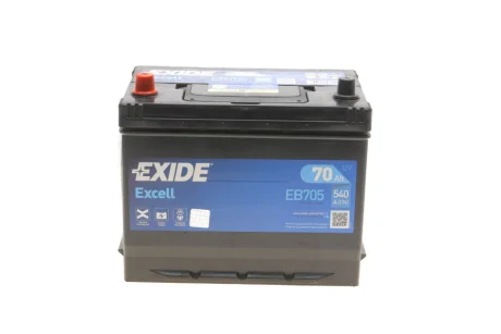 Акумуляторна батарея 70Ah/540A (270x173x222/+L/B9) Excell Азія EXIDE EB705