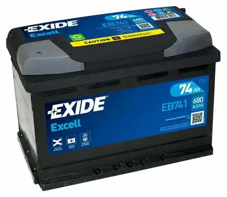 Акумуляторна батарея 74Ah/680A (278x175x190/+L/B13) Excell EXIDE EB741 (фото 1)