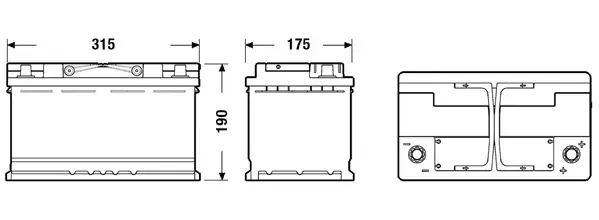 Акумулятор 82Ah-12v Exide AGM (315х175х190),R,EN800 EXIDE EK820 (фото 1)