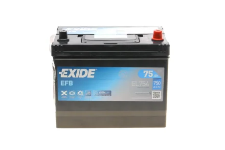 Акумуляторна батарея 75Ah/750A (270x173x222/+R/B0) (Start-Stop EFB) Азія EXIDE EL754