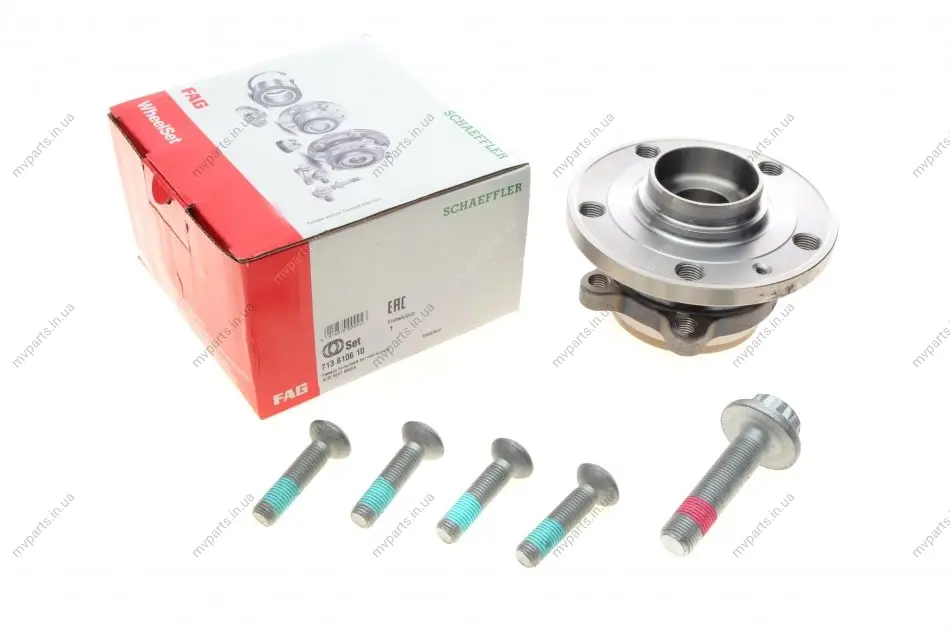 Підшипник маточини (передньої) VW Caddy III-IV/Golf V-VI 03- (4 болти) 713 6106 10 FAG 713-6106-10 (фото 1)