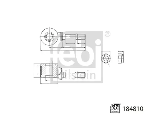 Тяга стабілізатора (переднього) VW Caddy II 1.6/1.9TDI 95-04 (L=97.5mm) FEBI BILSTEIN 184810 (фото 1)