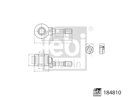 Тяга стабілізатора (переднього) VW Caddy II 1.6/1.9TDI 95-04 (L=97.5mm) FEBI BILSTEIN 184810
