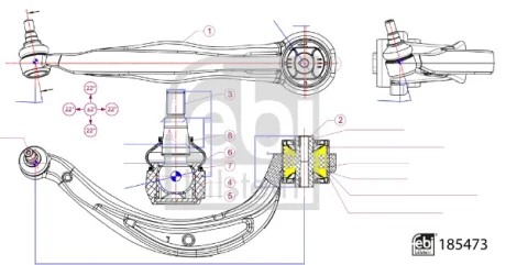 Важіль підвіски (передній/знизу/ззаду) (L) Audi A4/A5/Q5 07-15 FEBI BILSTEIN 185473