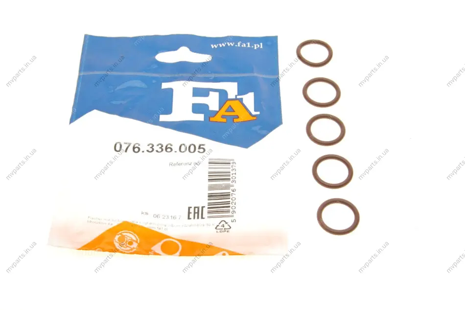 Прокладка турбіни ущільнююча Renault Megane II/Kangoo 1.5D 07- (15.5x2.65) (к-кт 5шт) FA1 076.336.005 Fischer Automotive One (FA1) 076-336-005 (фото 1)