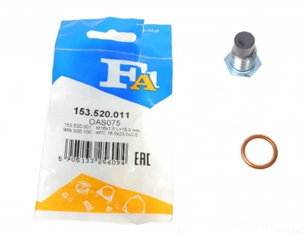 Болт зливу оливи + шайба Citroen BX/Peugeot 205/309/405 -96 (M16x1.5) FA1 153.520.011 Fischer Automotive One (FA1) 153-520-011