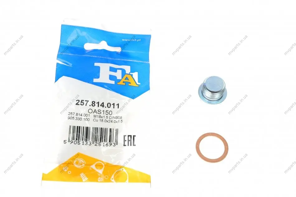 Болт зливу оливи + шайба BMW 5 (E60)/7 (E65)/X5 (E53/F15) (M18x1,5) FA1 257.814.011 Fischer Automotive One (FA1) 257-814-011 (фото 1)