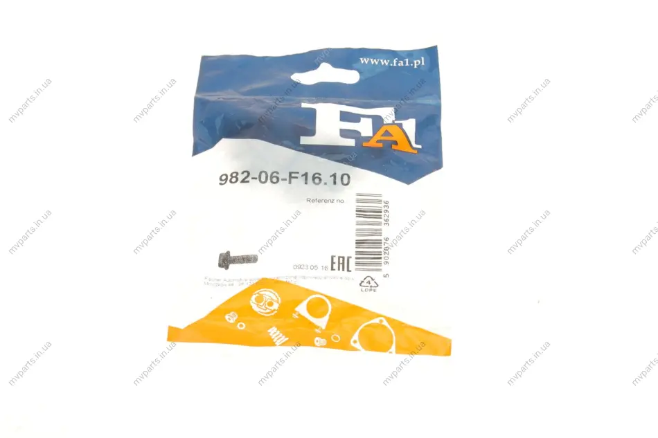 Болт системи випуска Audi/BMW/Fiat/Honda/Hyundai/Iveco/Kia/MB/VW (M6x1.00x16) (к-кт 10шт) FA1 982-06-F16.10 Fischer Automotive One (FA1) 982-06-F16-10 (фото 1)