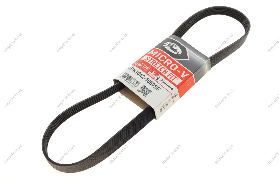 Ремінь генератора Ford Focus/Fiesta/Fusion/Mazda 2 1.25-1.6 98- GATES Gates 6PK1042-1059SF (фото 1)