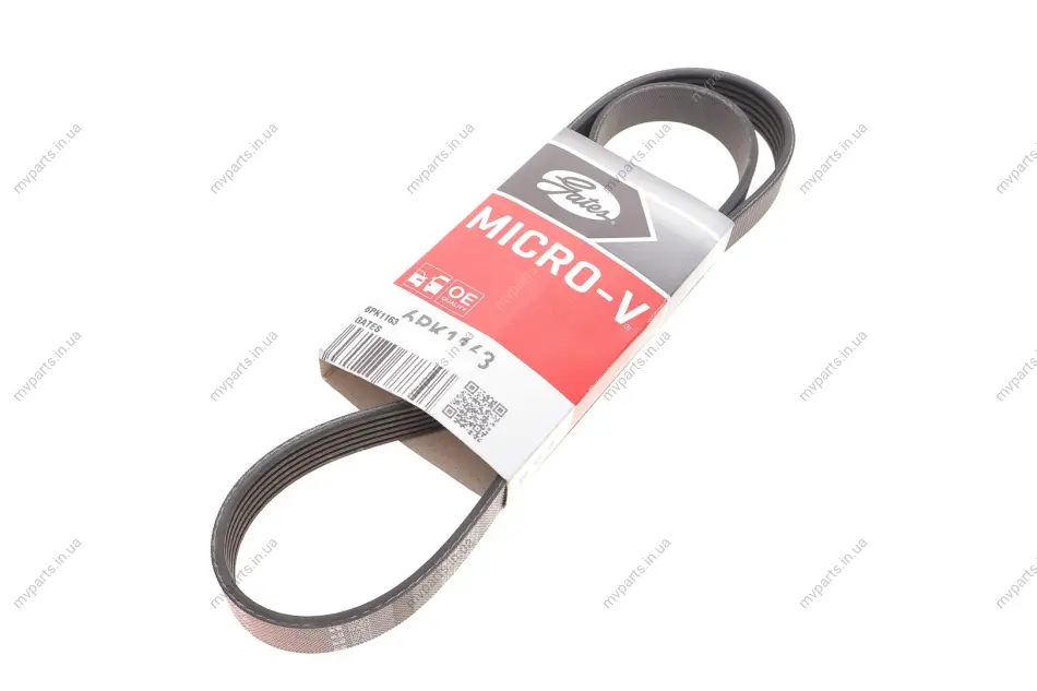 Ремінь генератора Citroen Jumper/Peugeot Boxer 3.0HDI 03- GATES Gates 6PK1163 (фото 1)