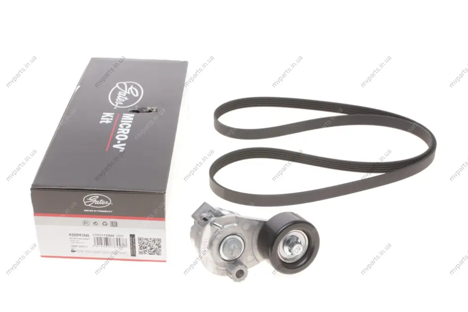 Комплект ременя генератора Opel Astra G/H/Corsa D/E/Meriva A/Vectra C 1.6-1.8 00- GATES Gates K055PK1545 (фото 1)