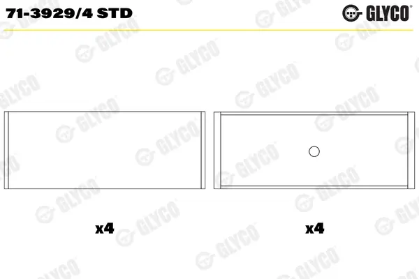 Вкладиші шатунні VAG STD 1.6/1,8 20V/2.0 AVU/AEH/AAE/ABT/ADW БЕЗ ЗАМКУ (вир-во GLYCO) Glyco 71-3929-4-STD (фото 1)