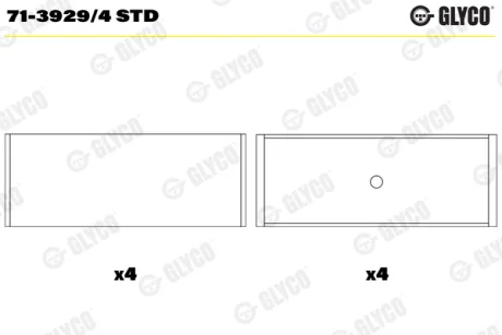 Вкладиші шатунні VAG STD 1.6/1,8 20V/2.0 AVU/AEH/AAE/ABT/ADW БЕЗ ЗАМКУ (вир-во GLYCO) Glyco 71-3929-4-STD