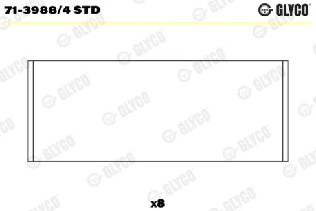Вкладиші шатунні RENAULT STD 1.6D/1.9D/TD F8M/F8Q/F9Q БЕЗ ЗАМКУ (вир-во GLYCO) Glyco 71-3988-4-STD