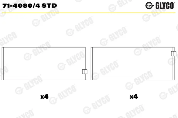 Вкладиші шатунні FIAT/IVECO STD F1 AE 0481 Euro 3/4 2,3JTD (вир-во GLYCO) Glyco 71-4080-4-STD (фото 1)