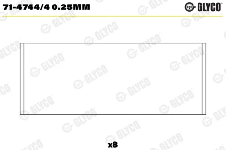 Вкладиші шатунні NISSAN/OPEN/RENAULT G9T/G9U 2000-> (вир-во GLYCO) Glyco 71-4744-4-0-25MM