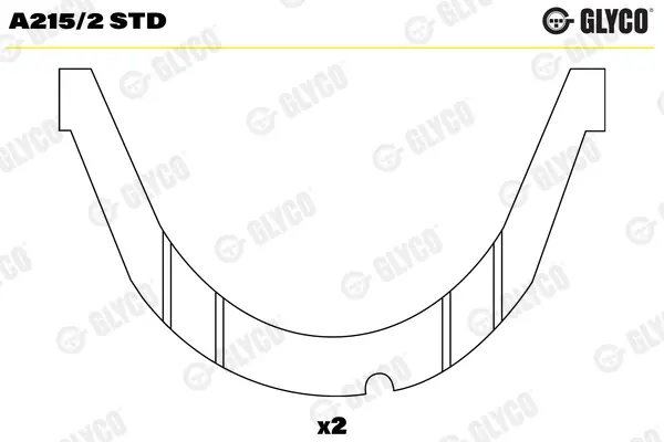 Півкільця упорні RENAULT 1.7/2.0/1.6D/1.9D F2N/F3N/F3R/F8M/F8Q (вир-во GLYCO) Glyco A215-2-STD (фото 1)