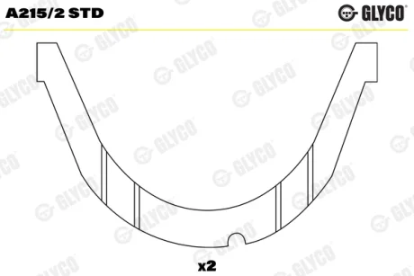 Півкільця упорні RENAULT 1.7/2.0/1.6D/1.9D F2N/F3N/F3R/F8M/F8Q (вир-во GLYCO) Glyco A215-2-STD