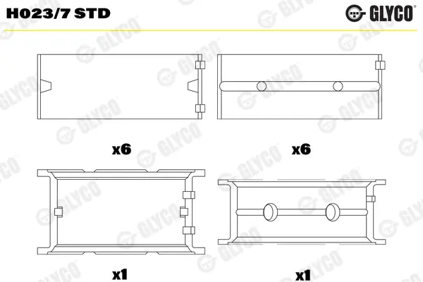 Вкладиші корінні BMW HL STD M20/M21/M50/M51/M52/M54/M57 із двома замками (вир-во GLYCO) Glyco H023-7-STD (фото 1)