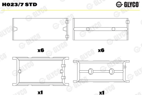 Вкладиші корінні BMW HL STD M20/M21/M50/M51/M52/M54/M57 із двома замками (вир-во GLYCO) Glyco H023-7-STD