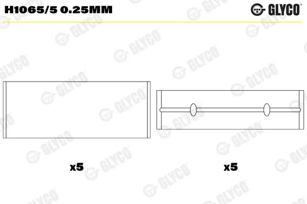 Вкладиші корінні RENAULT HL 0,25 K4J/K4M/K9K 1,4/1,6/1,5TD (вир-во GLYCO) Glyco H1065-5-0-25MM (фото 1)