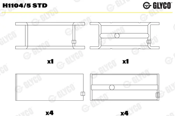 Вкладиші корінні FIAT STD 2,5D/TD/2,8D/TD (вир-во GLYCO) Glyco H1104-5-STD (фото 1)