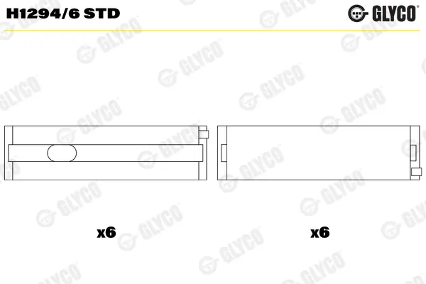 Вкладиші корінні VAG STD T5 2,5TDi AXD/AXE/BAC/BLJ/BLK/BNZ/BPC/BPD/BPE 03- (вир-во GLYCO) Glyco H1294-6-STD (фото 1)