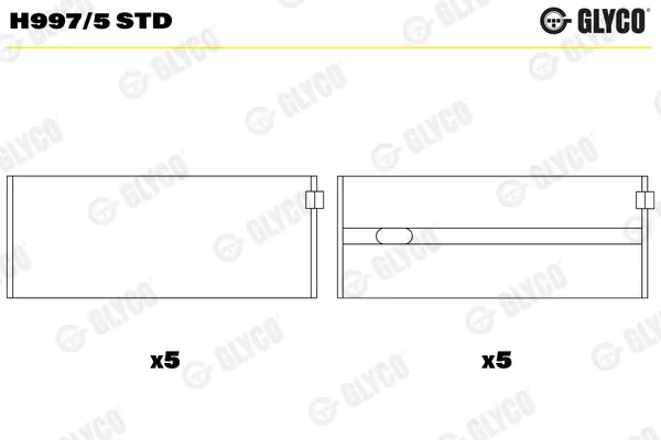 Вкладиші корінні MB HL STD OM601/604 M102/111 (вир-во GLYCO) Glyco H997-5-STD (фото 1)