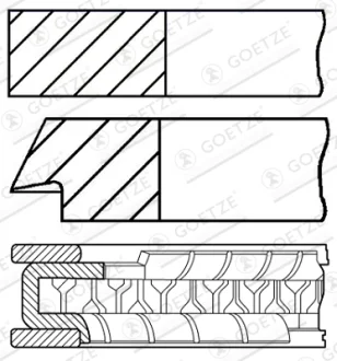 Кільця поршневі DAEWOO Lanos 1,5 8V 76,50 1,50 x 1,50 x 3,00 mm (вир-во Goetze) GOETZE 08-438600-00