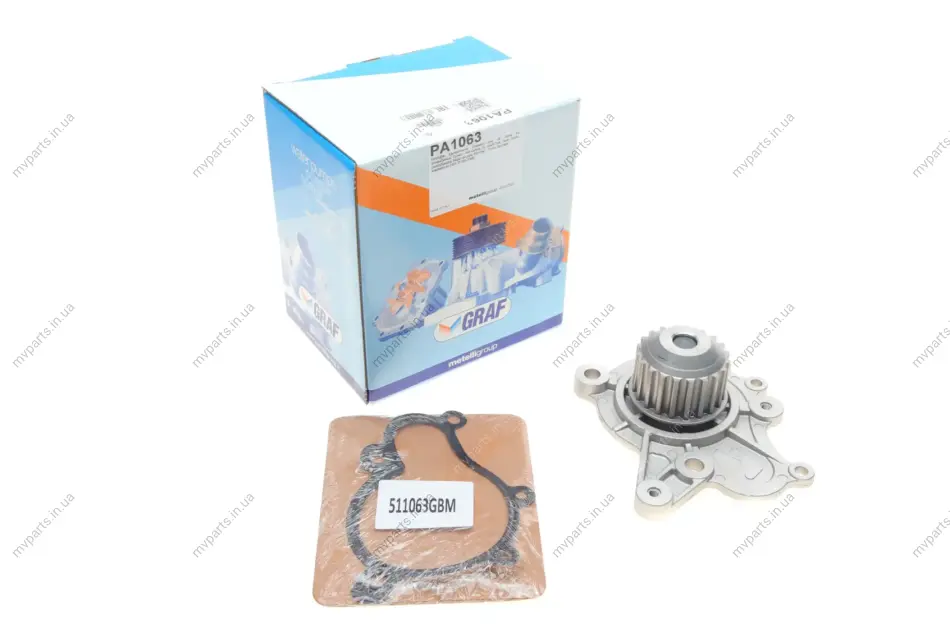 Помпа води Hyundai Tucson/Santa Fe/i30/Elantra/Kia Sportage/Cee\'d 2.0-2.2CRDi 05- (20z) (R/B)(6 лоп) GRAF PA1063 (фото 1)