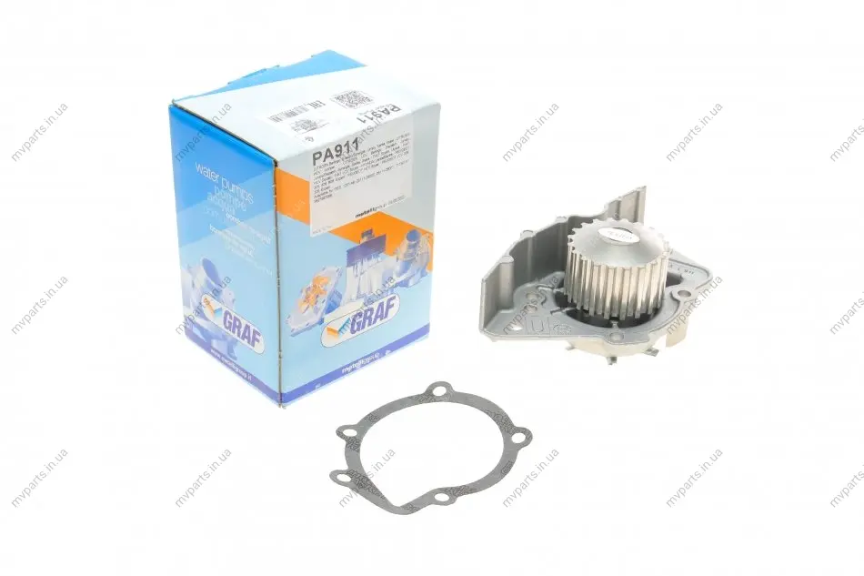 Помпа води Fiat Scudo/Ducato/Peugeot/Citroen/Hyundai 1.8-1.9D/TD 94-06 (20z)(B/B)(7 лоп)(d імп=71мм) GRAF PA911 (фото 1)