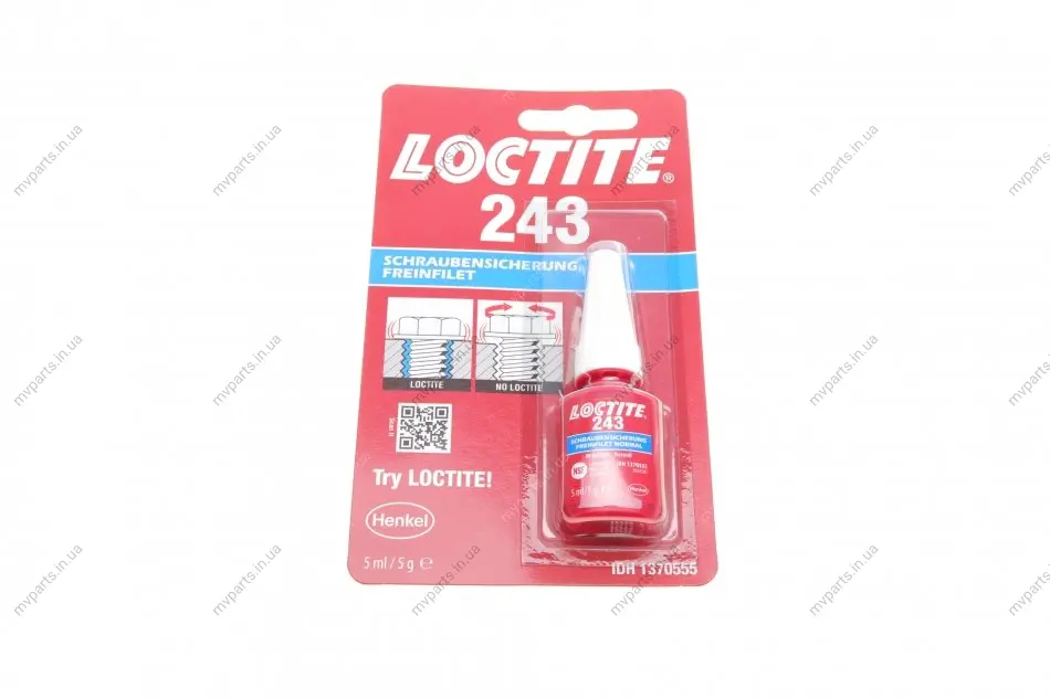 LOCTITE 243, 5ML Фіксатор різьби (синій) (середньої фіксації), макс. діаметр різьби М36 HENKEL Henkel 1370555 (фото 1)