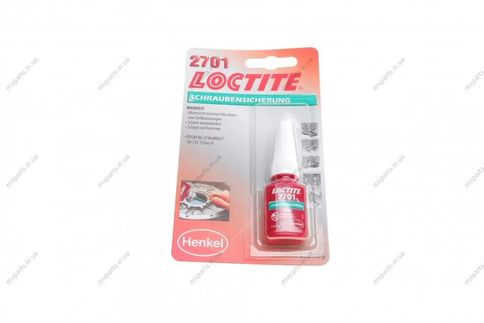LOCTITE 2701, 5ML Фіксатор різьби (зелений) (високої фіксації) (не для активн. металів) HENKEL Henkel 195911 (фото 1)