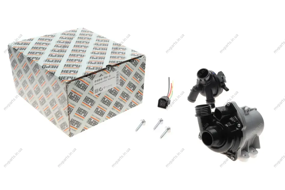 Помпа води BMW 3 (E90)/5 (F10)/X5 (E70)/X6 (E71/E72) 06-16 N55 B30/N54 B30 (+термостат) HEPU P494-TH-2 (фото 1)