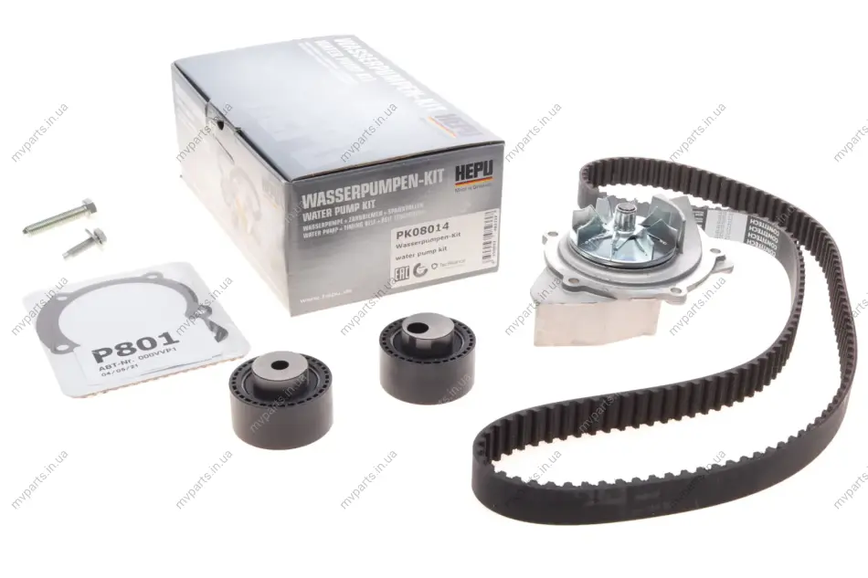 Комплект ГРМ + помпа Citroen C5/C8 01-/Peugeot 406/607/807 2.2HDI 02- (146x25) HEPU PK08014 (фото 1)