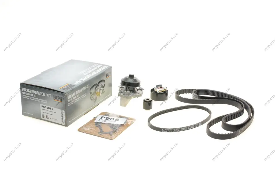 Комплект ГРМ + помпа Citroen C1/C3/C4/Peugeot 2008/208/301 1.2 12-(118x16)(-AC) HEPU PK09081 (фото 1)