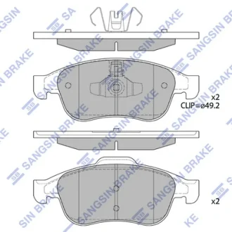 Колодка гальм. диск. RENAULT DUSTER передн. (вир-во SANGSIN) Hi-Q (SANGSIN) SP1390