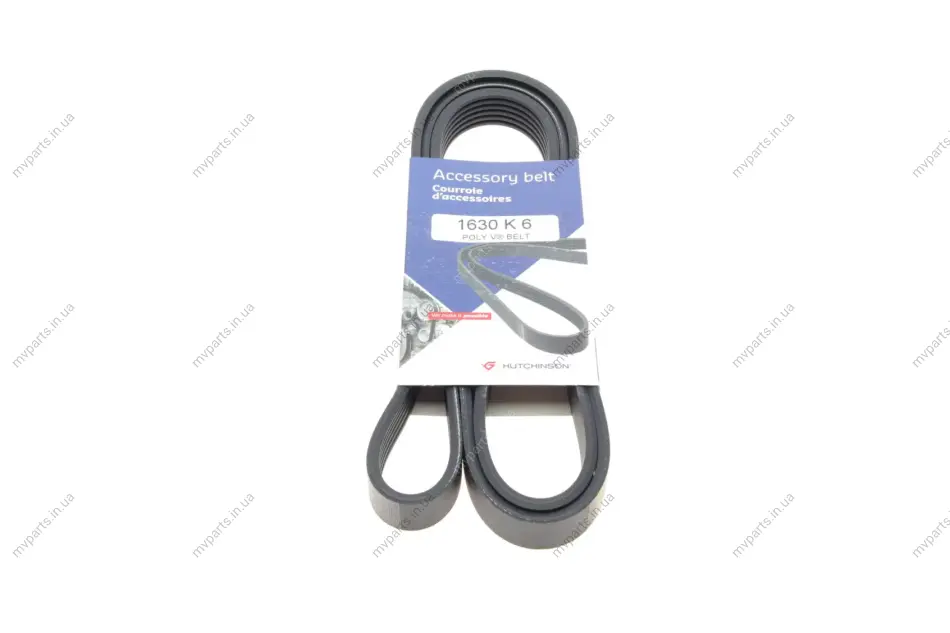 Ремінь генератора Audi 80/A6/A8 2.8 94-05/Ford Transit 2.5DI/TD 91-00 (6PK1630) 1630 K 6 HUTCHINSON 1630-K-6 (фото 1)