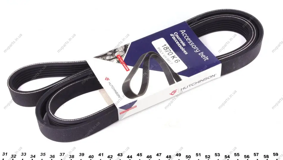 Ремінь генератора Audi/BMW/Chevrolet/MB/ Opel (6PK1870) 1870 K 6 HUTCHINSON 1870-K-6 (фото 1)