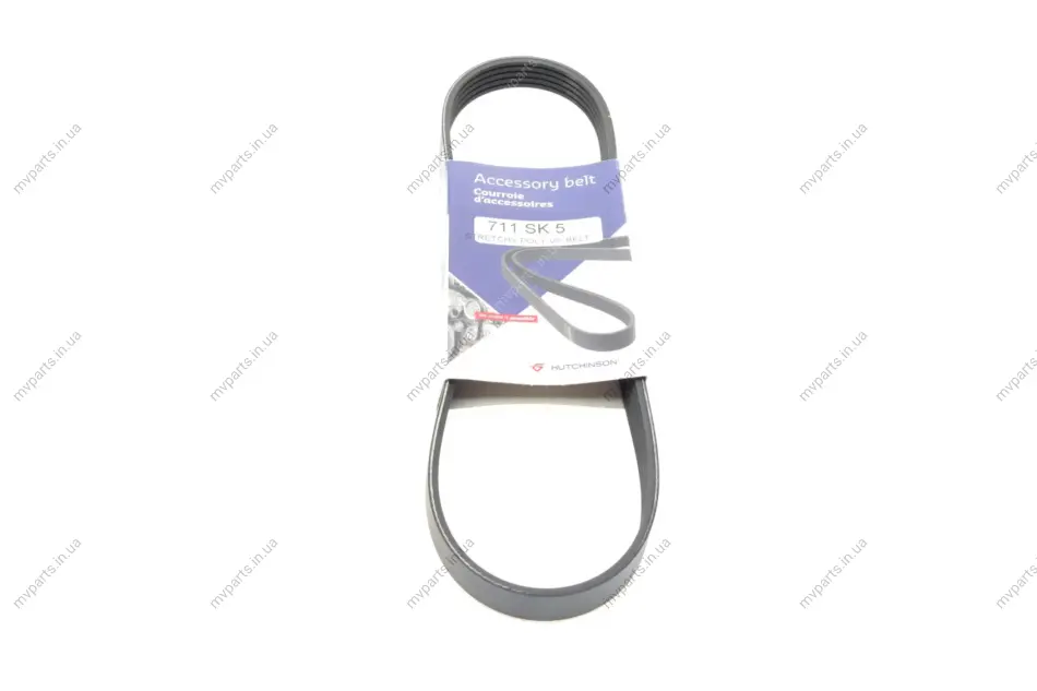 Ремінь генератора Ford Focus C-Max 1.8 03-07 (5PK711) 711 SK 5 HUTCHINSON 711-SK-5 (фото 1)