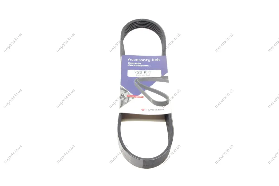 Ремінь генератора Citroen Berlingo/Jumper/Jumpy/Fiat Ducato/Scudo/Peugeot Boxer/Expert (6PK722) 722 K 6 HUTCHINSON 722-K-6 (фото 1)