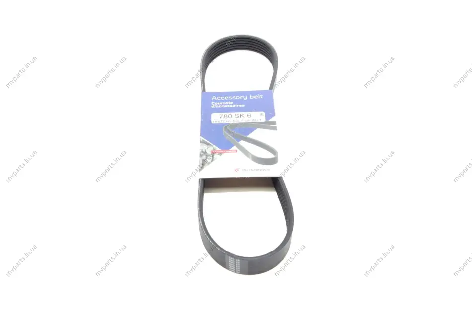 Ремінь генератора Citroen C2/C3 1.4HDi 02-/C4/Peugeot 206 CC/207/307 1.6HDi 03-15 (6PK780) 780 SK 6 HUTCHINSON 780-SK-6 (фото 1)