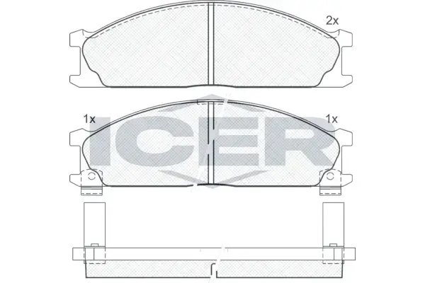 Колодки гальмівні (передні) Nissan Pathfinder 86-95/Navara I/Pick Up 97-/Chrysler Valiant IV 79-80 ICER 140885 (фото 1)
