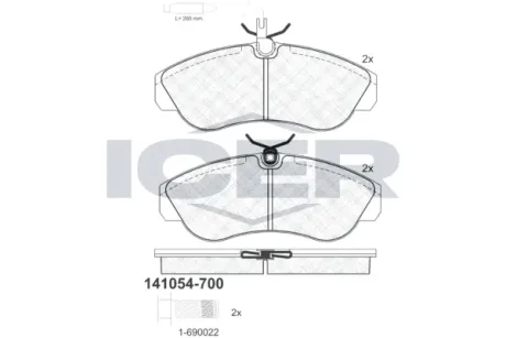 Колодки гальмівні (передні) Citroen Jumper 94-/Fiat Ducato/Peugeot Boxer 94-02 R16 (+датчики) ICER 141054-700