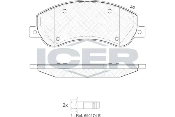 Колодки гальмівні (передні) VW Amarok 10- ICER 141793-204 (фото 1)