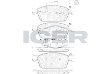 Колодки гальмівні (передні) VW T5/Multivan V 03-15/T6/Multivan VI 15- (+датчик) ICER 141953
